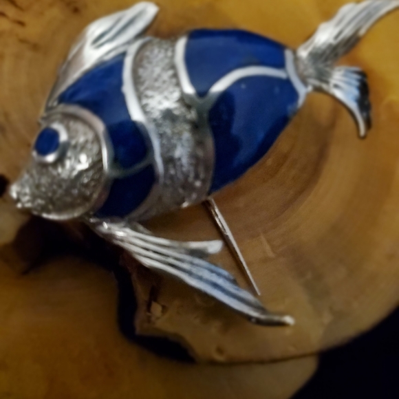 Sterling silver blue Lapis Brooch - Picture 3 of 4